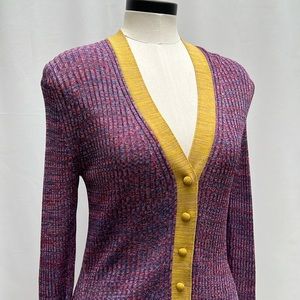 Zimmermann Purple/Yellow Marled Knit Cardigan